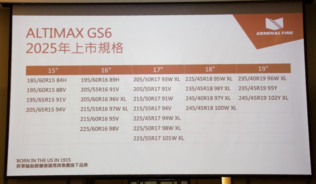 將軍輪胎GS6 尺寸