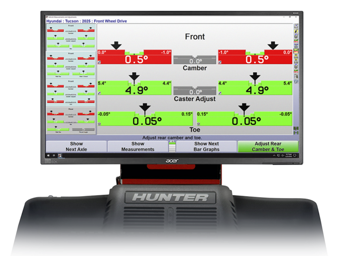 Hunter 四輪定位機畫面